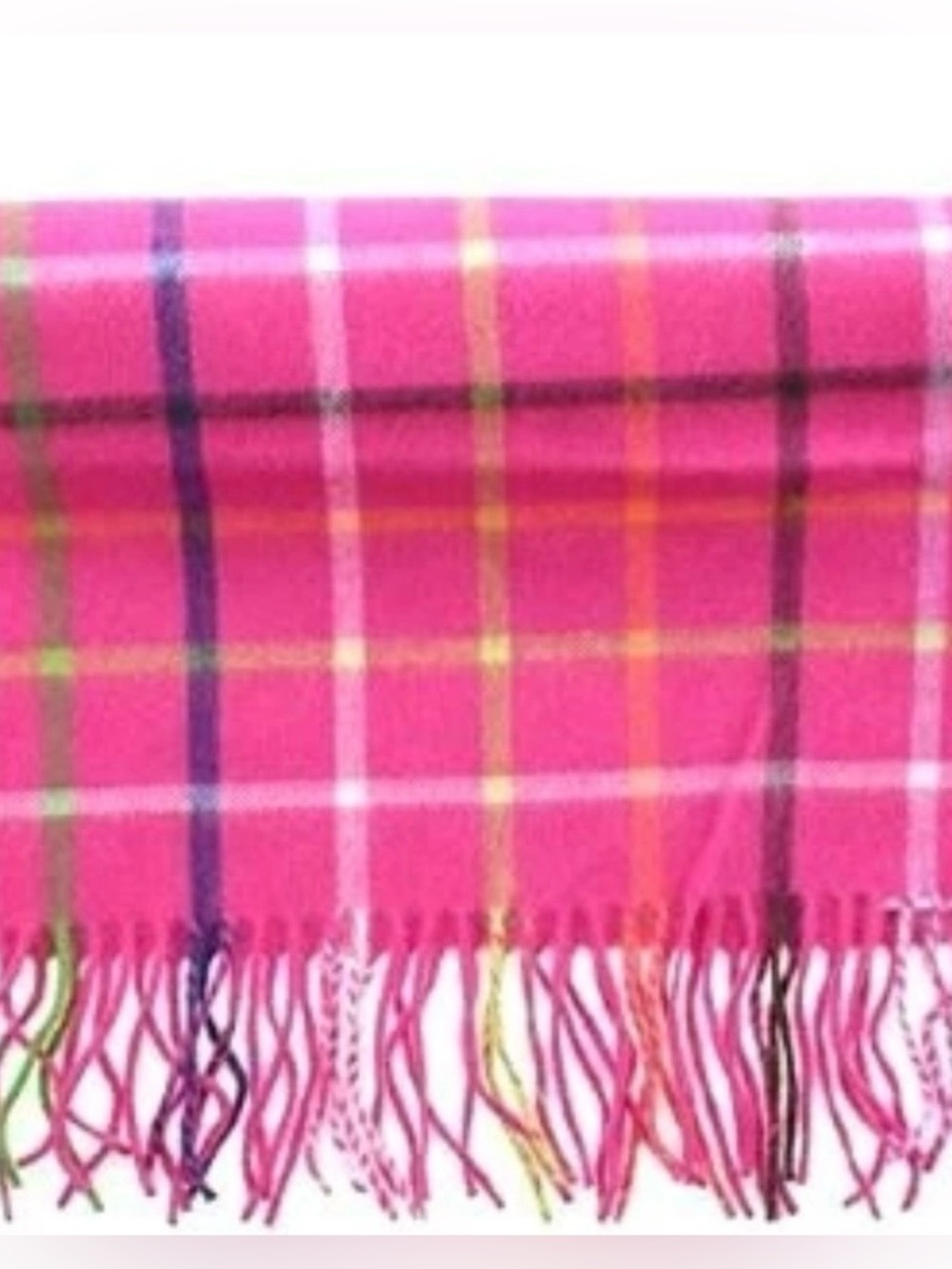Coach legacy tattersall cashmere fringe plaid scarf PINK neck wrap